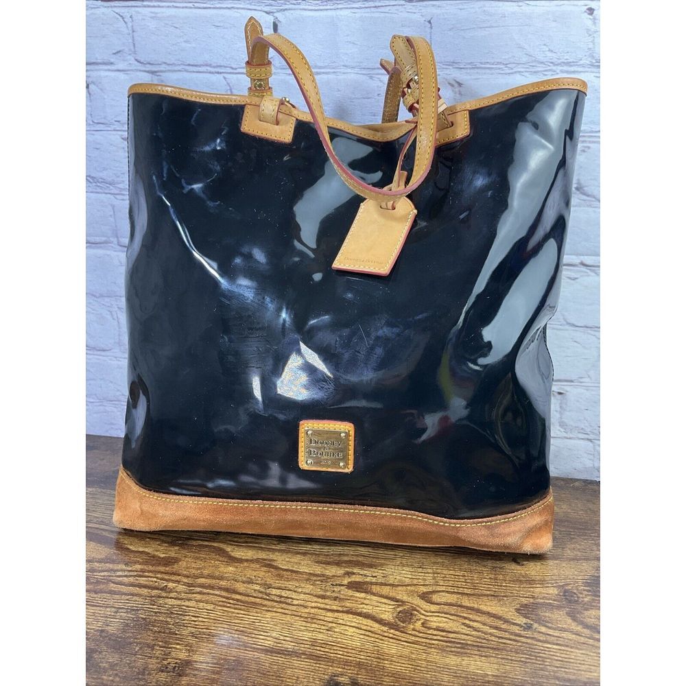 Dooney & Bourke Tote Black Patent Leather Suede Bottom J1692567